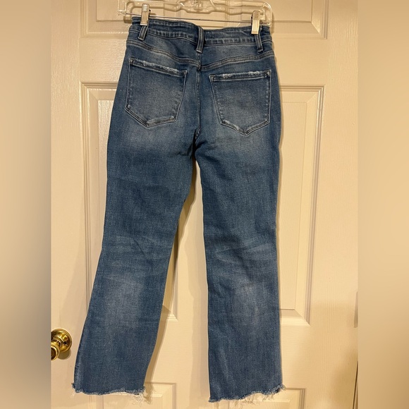 Women's Flying Monkey Kick Flare Blue Distressed Jeans 26 - Picture 9 of 10